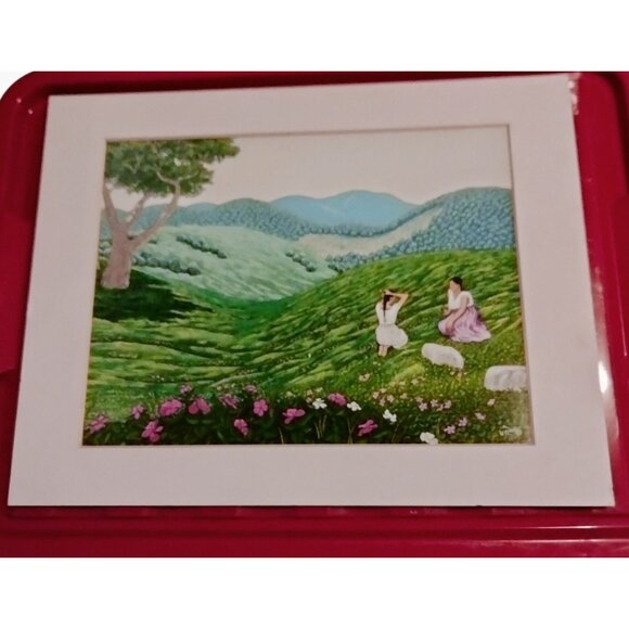 Mountain Countryside Art Print White Mat Signed Vico - Picture 1 of 8